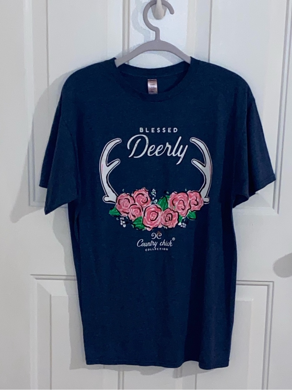 Blue Graphic T-Shirt with Floral Design